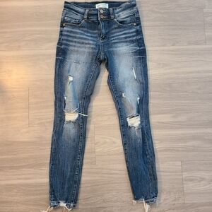 BKE Victoria Womens Tag 25(28×28)Mid Rise Distressed Ankle Skinny Jeans